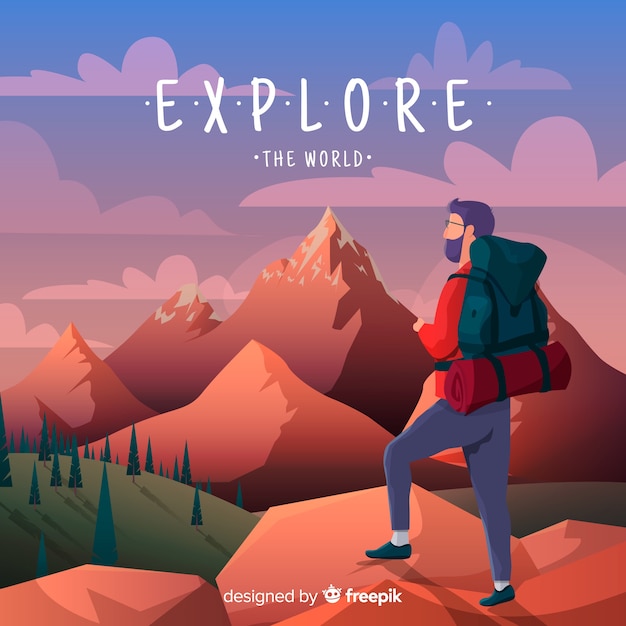 Explorador con mochila