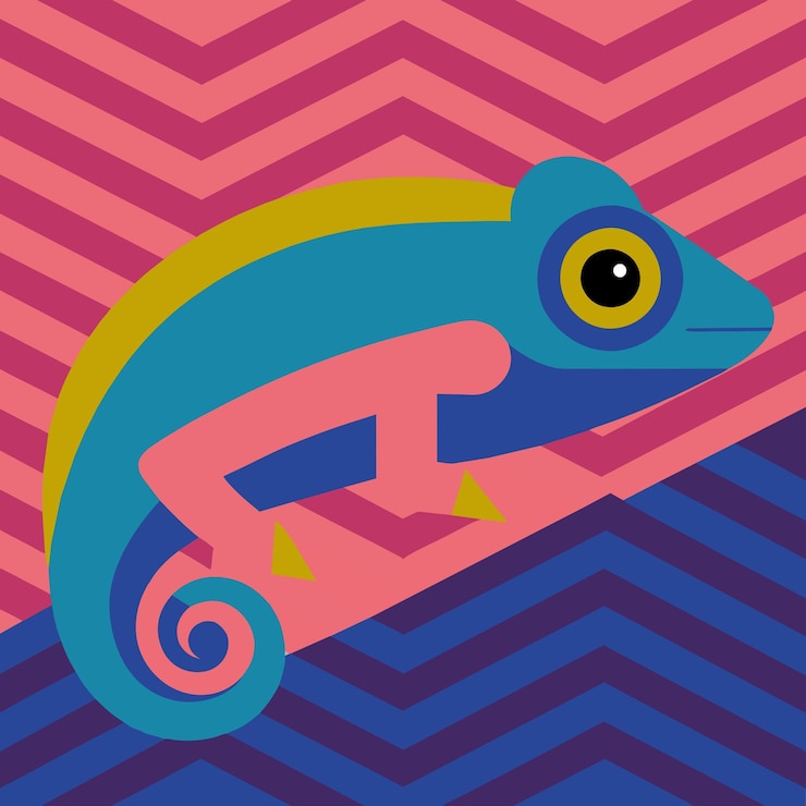 Vector explorando el colorido mundo del camaleón