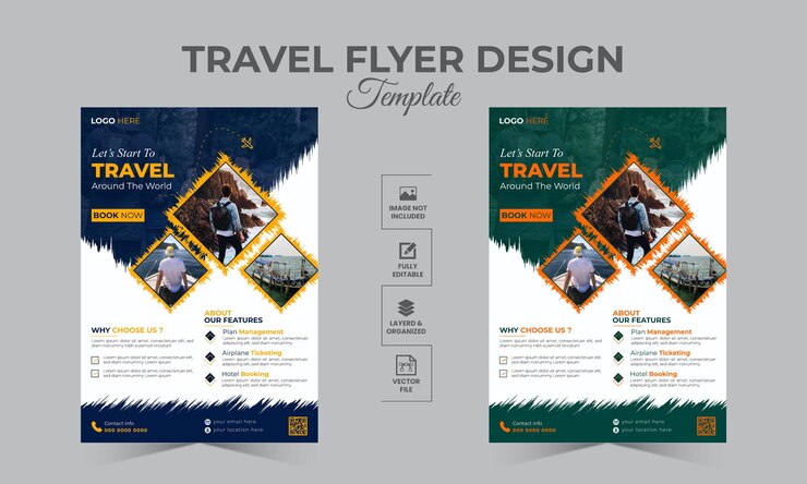 Explore la aventura de viaje por el mundo con una plantilla de diseño de volante única y moderna