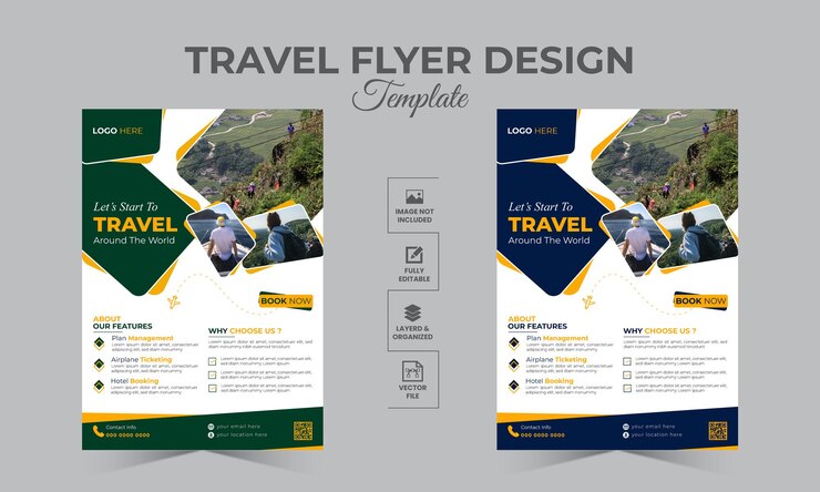 Explore la aventura de viaje por el mundo con una plantilla de diseño de volante única y moderna