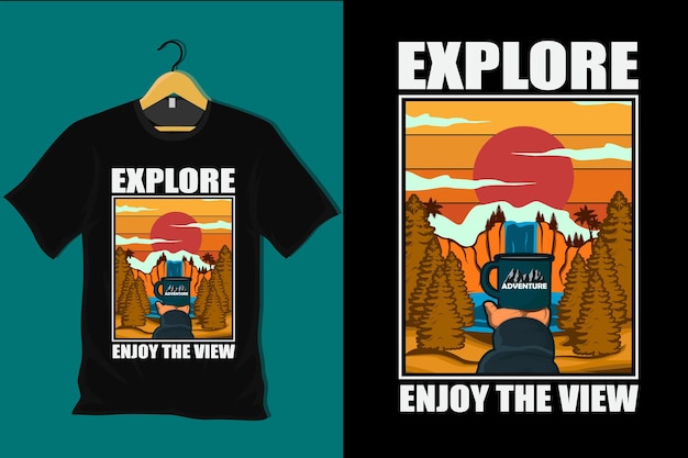 Explore disfrute de la vista diseño de camiseta retro vintage