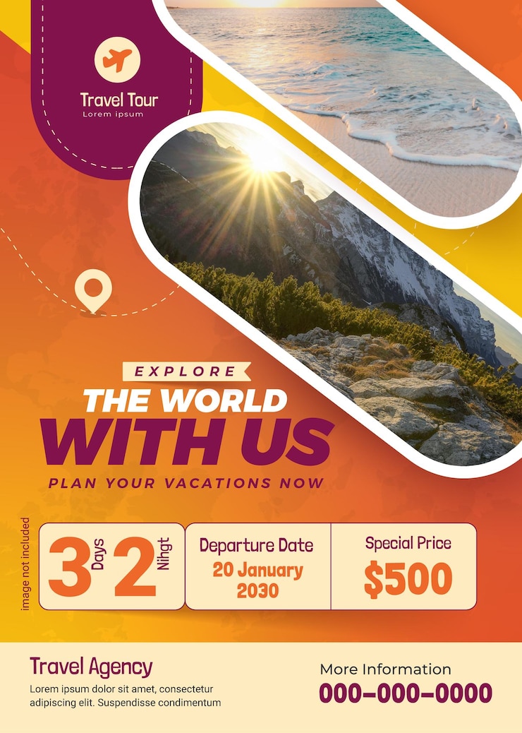 Vector explore el mundo con nosotros planifique sus vacaciones ahora precio especial por 3 días y 2 noches