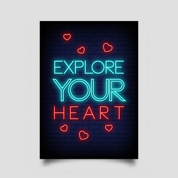 Explore su corazón de carteles en estilo neón.