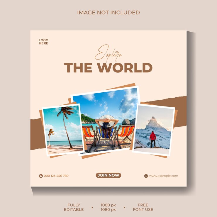 Explore World Travel Publicación en redes sociales Diseño de banner
