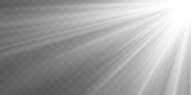 Explosión blanca Rayos de sol Luz solar efecto de luz realista Estrella de destello de chispa Foco de plata Vector