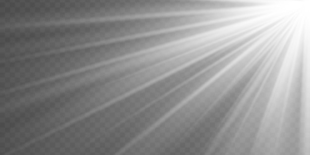 Explosión blanca Rayos de sol Luz solar efecto de luz realista Estrella de destello de chispa Foco de plata Vector