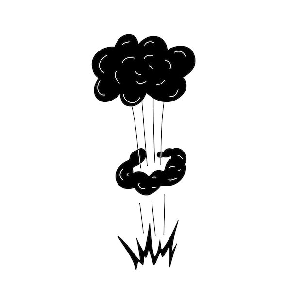 Explosión de bosquejo Explosión dibujada a mano elemento de bomba de hongo nuclear Estilo de dibujo de garabato Vector