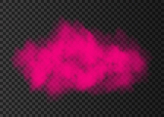 Vector explosión. círculo de humo rosa. pista de niebla en espiral de color aislada sobre fondo transparente. nube de vector realista o textura de vapor.