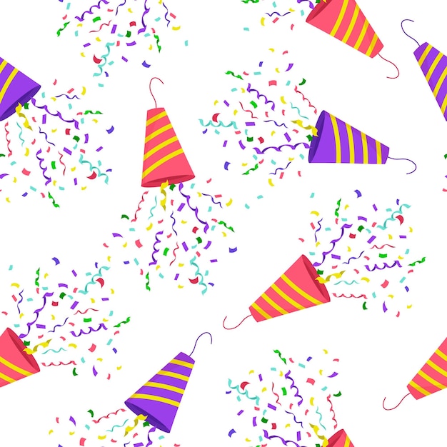 Explosión de colores de patrones sin fisuras de confettiColorful confetti sale volando de la galleta.