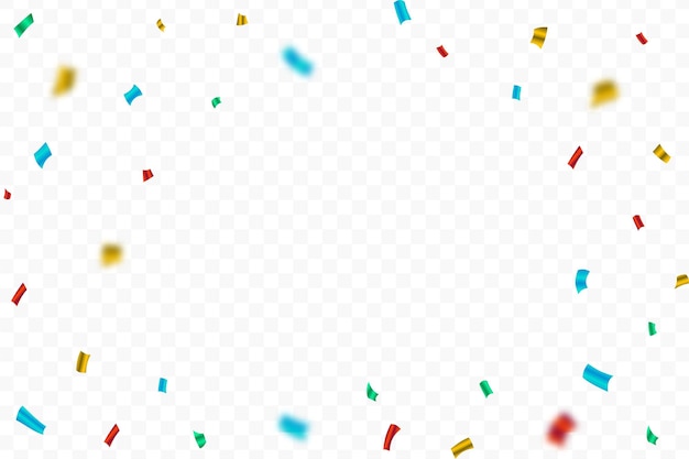 Explosión de confeti brillante colorido aislado sobre fondo transparente Oropel de fiesta multicolor y marco de fotos de confeti Vector de confeti para fondo de carnaval Elementos de festival y aniversario