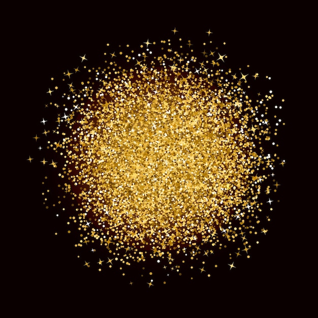 Explosión de confeti dorado en fondo negro Explosión de puntos brillantes Fondo vectorial de fuegos artificiales de polvo brillante Efecto de textura de brillo frío Fácil de editar plantilla vectorial para sus proyectos de diseño