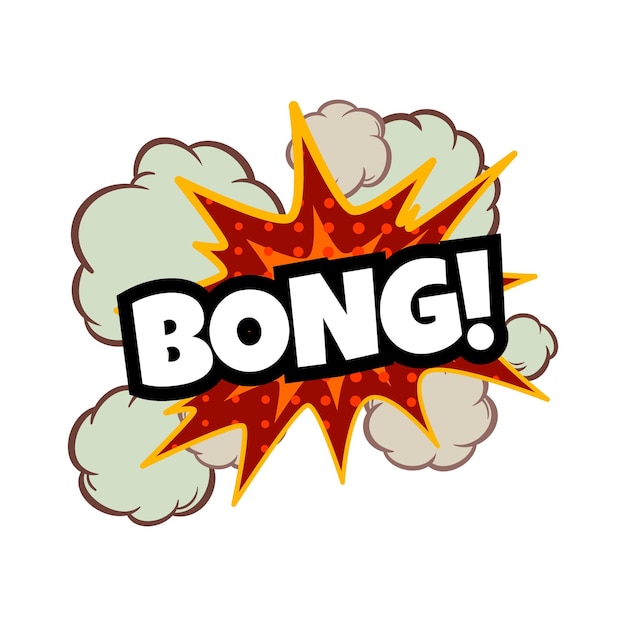 Vector una explosión de dibujos animados con la palabra bong.