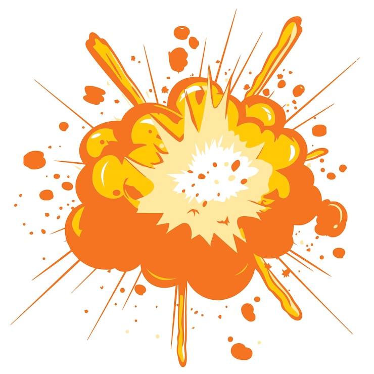 Vector explosión de dibujos animados vectoriales en fondo blanco