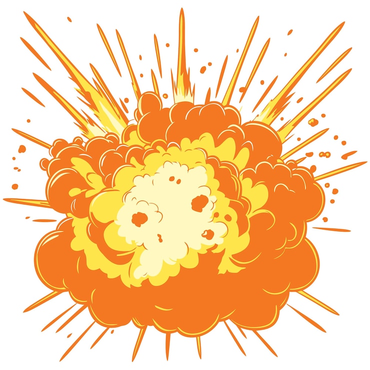 Vector explosión de dibujos animados vectoriales en fondo blanco