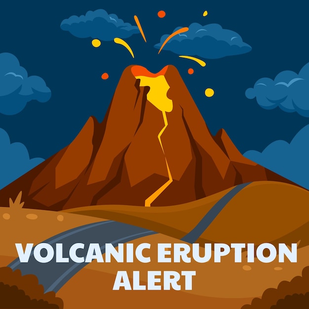 Vector la explosión de la erupción del volcán.