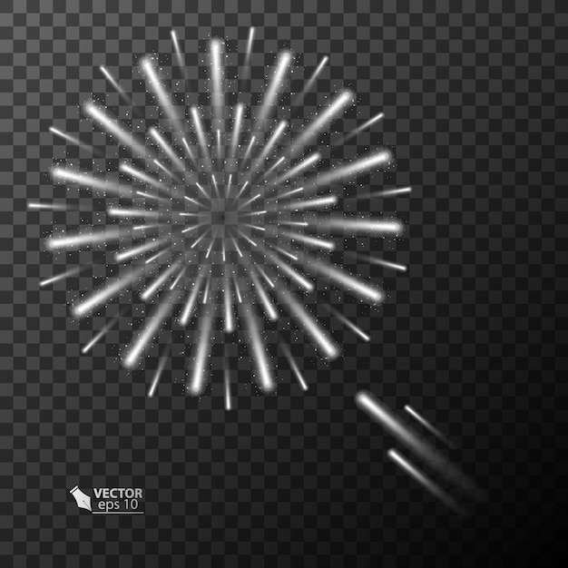 Explosión de fuegos artificiales abstractos sobre fondo transparente