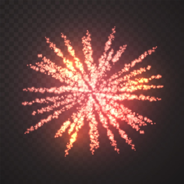 Explosión de fuegos artificiales Brillo brillante en fondo oscuro transparente Vector de efecto de ráfaga de luz brillante