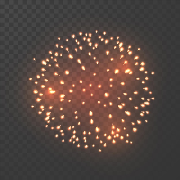 Explosión de fuegos artificiales Brillo brillante en fondo oscuro transparente Vector de efecto de ráfaga de luz brillante