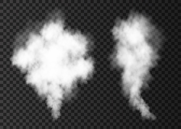 Explosión de humo blanco aislado sobre fondo transparente. efecto especial de explosión de vapor. columna de vector realista de niebla de fuego o textura de niebla.