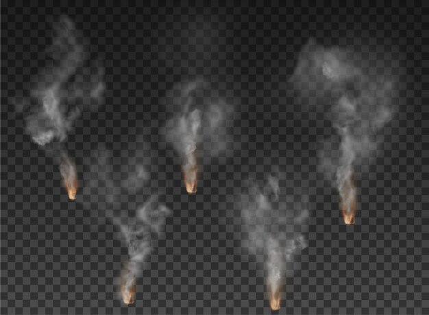 Explosión de humo y niebla aislada sobre fondo transparente.