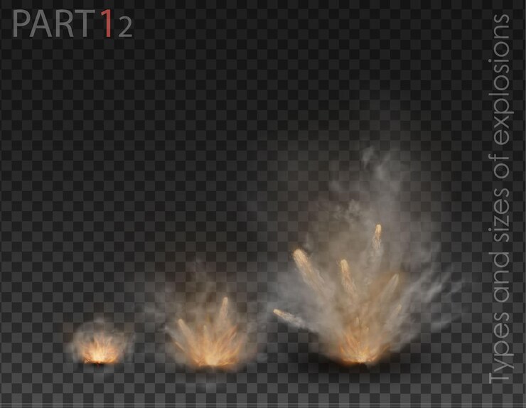 Vector explosión de humo y niebla aislada en transparente