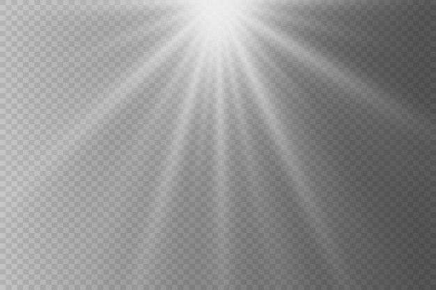 Explosión de luz brillante blanca y estallido de estrellas Efecto con rayos y llamaradas