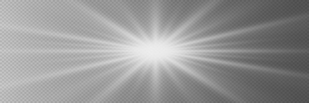 Explosión de luz brillante blanca y estallido de estrellas Efecto con rayos y llamaradas