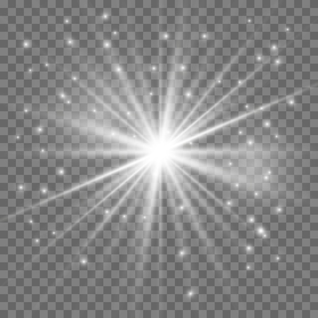 Explosión de luz brillante blanca con transparente