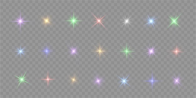 Una explosión de luz brillante y un fondo transparente Luces en el suelo Estrellas en la luz colores rayos de sol