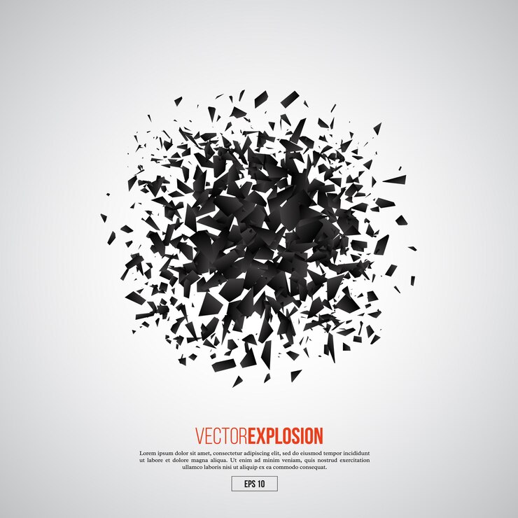 Vector explosión negra abstracta. elementos geométricos