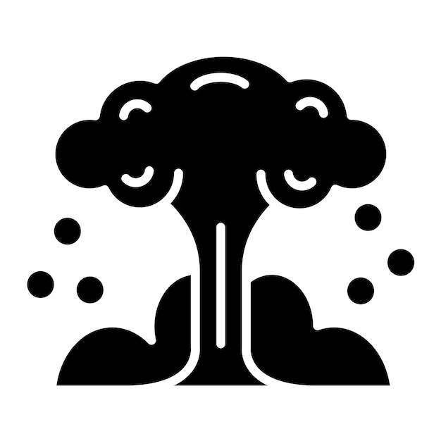 Explosión nuclear Ilustración en negro sólido