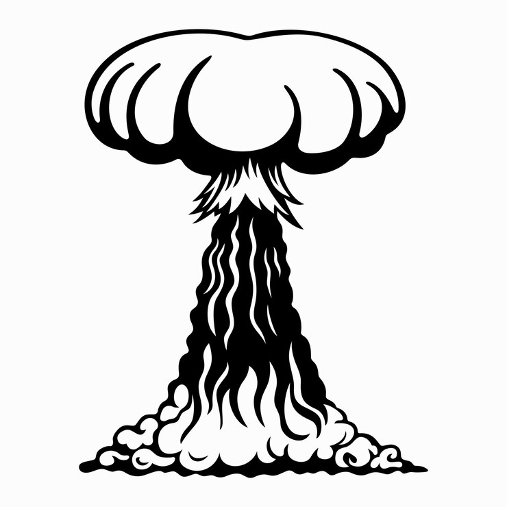 Vector explosión nuclear en tierra