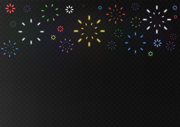 Explosión de petardo de vacaciones festivas de fuegos artificiales espumosos Explosión en el cielo nocturno para el diseño Vector