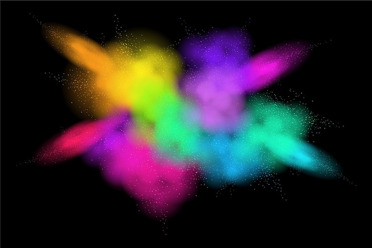 Vector explosión de polvo de color holi realista