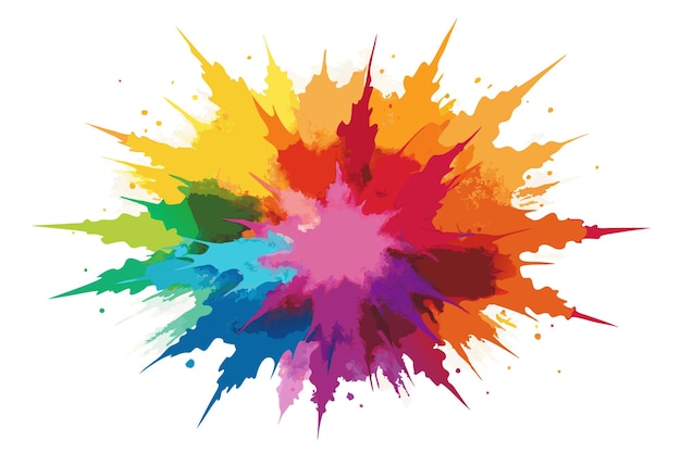 Explosión de polvo de colores aislada sobre un fondo blanco