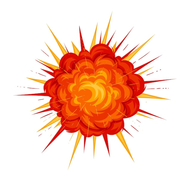 Vector explosión roja, nube de fuego