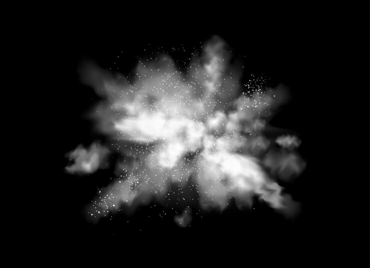 Vector explosión de salpicaduras de polvo o humo