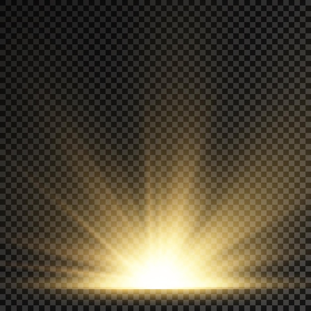 Explosión de sol luces de resplandor amarillo rayos de sol destello efecto especial destellos mágicos estrella dorada