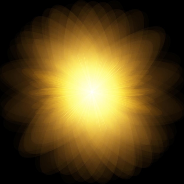 Explosión de sol sol amarillo con rayos y resplandor