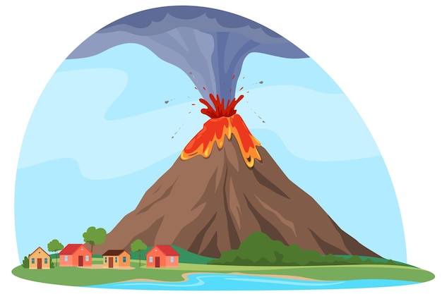 Explosión de un volcán Un desastre natural de una naturaleza destructiva a gran escala