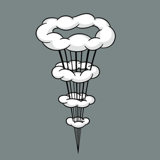 Explosiones y efectos de movimiento de vector de dibujos animados de nube cómica o humo
