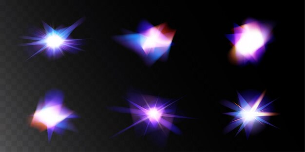 Explosiones de luz brillante explosiones de energía abstracta llamaradas estelares radiantes efectos cósmicos dinámicos