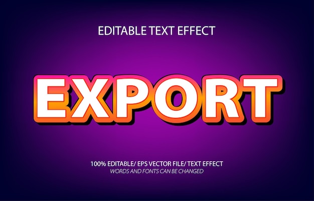 Exportación de efectos de texto 3D editable y estilo de texto editable