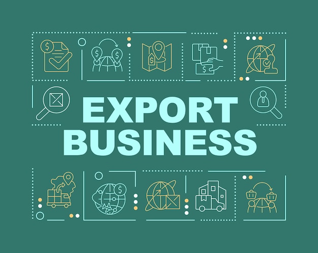 Exportar conceptos de palabras de negocios banner verde oscuro