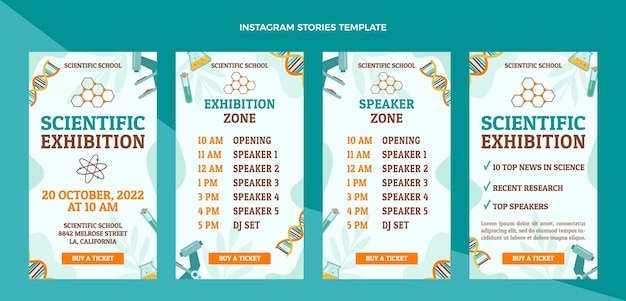 Vector exposición científica historias de instagram