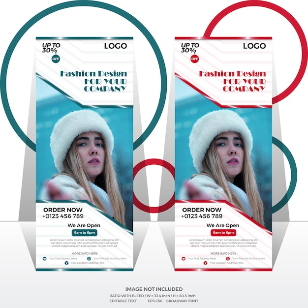 Exposición enrollable vectorial gratuita para el negocio de la moda