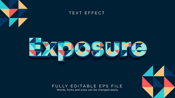 Vector exposición patrón geométrico efecto de texto tipo de fuente
