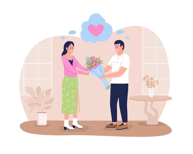 Expresando amor profundo 2D vector ilustración aislada