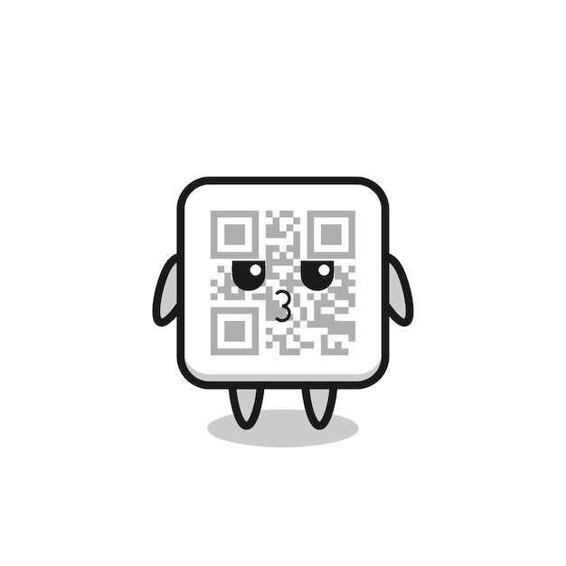 La expresión aburrida de los lindos personajes de código qr.