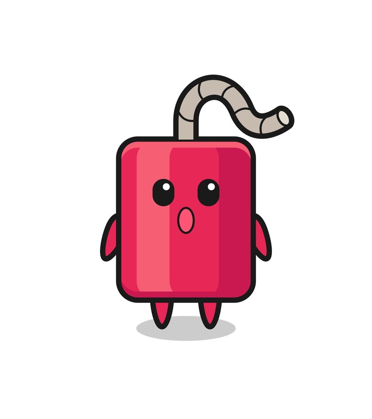 Vector la expresión de asombro de la caricatura de dinamita, diseño de estilo lindo para camiseta, pegatina, elemento de logotipo